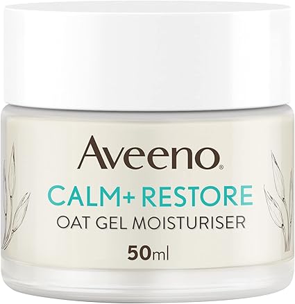 Aveeno Face Calm+Restore Oat Gel Moisturiser (1x 50ml), Face Moisturiser to Instantly Soothe and Replenish the Skin's Moisture Barrier, Intensely Nourishing Day Cream, Tested on Sensitive Skin