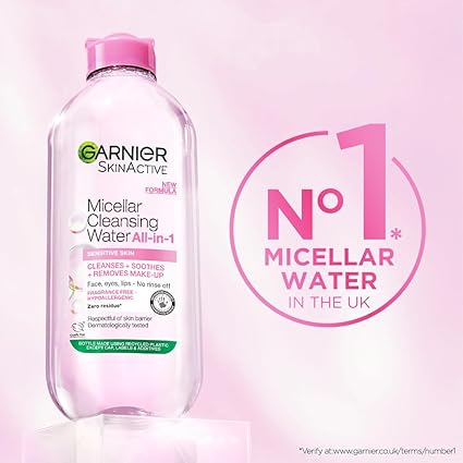 Garnier Micellar Cleansing Water 700ml, Gentle face cleanser & Make up Remover, Suitable For All Skin Types Including Sensitive Skin, Soothing Formula, Dermatologically Tested