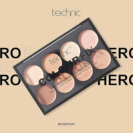 Technic Colour Fix Cream Foundation Contour Makeup Palette - 8 Highly Pigmented, Creamy Shades To Conceal, Contour, Shape & Define Your Features.