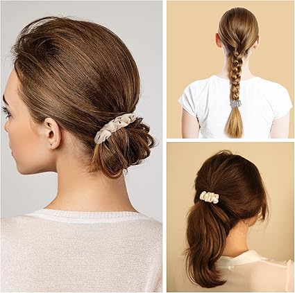 Lolalet Hair Scrunchies Satin Scrunchies for Women, Soft Hair Ties Scrunchy Cute Ponytail Holder Hair Accessories with Elastic Hair Bands for Girls Thick Thin Curly Hair -8 Pack, Style A